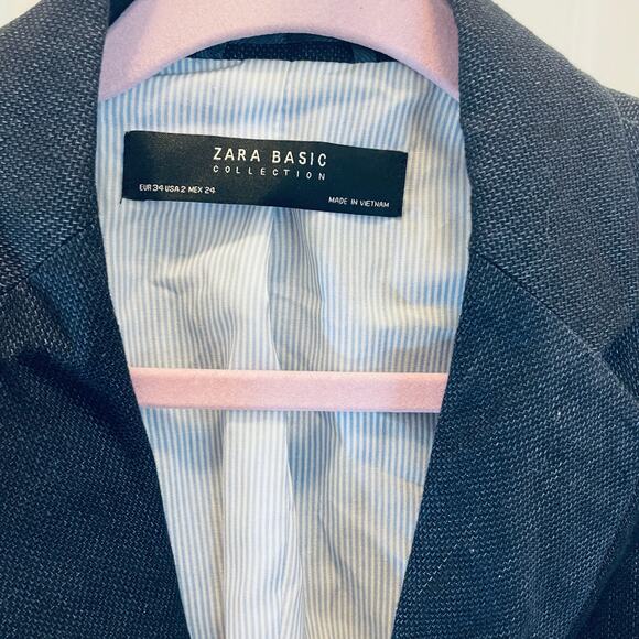 NWOT Zara Single Button Jacket - Women Size 2 - Blue - Picture 2 of 6